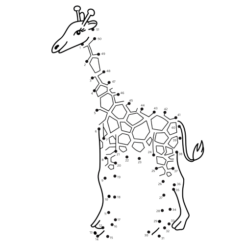 Spájanie bodiek pre deti - Žirafa