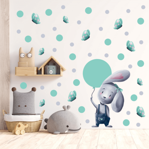 Nálepky na stenu – Zajačik s balónikom